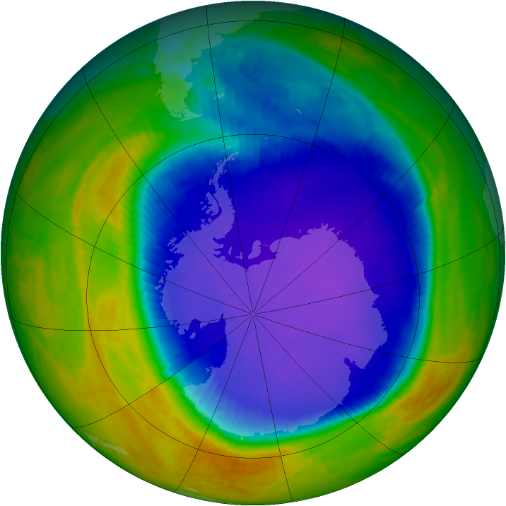 Antarctic ozone map for 17 October 2001